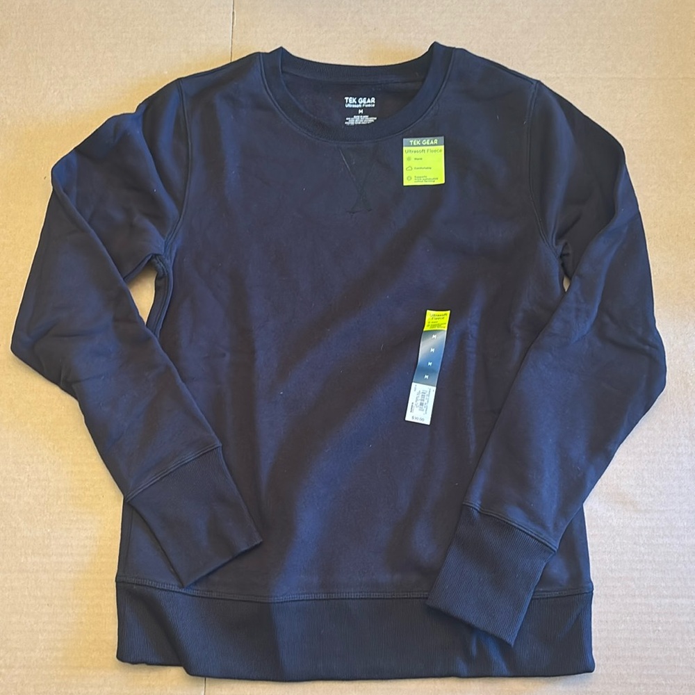 Tek Gear NWT black crew neck women’s sweatshirt blank medium